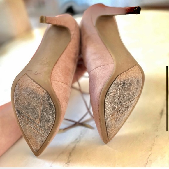 Marc Fisher Pointed Toe Romantic Lace Up Zipper Pink Suede Zipper 6.5 - Picture 3 of 5